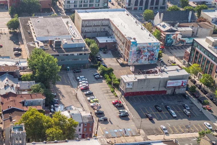 District Health Center No. 1 at 500 S. Broad St. and surrounding properties as from overhead facing east.