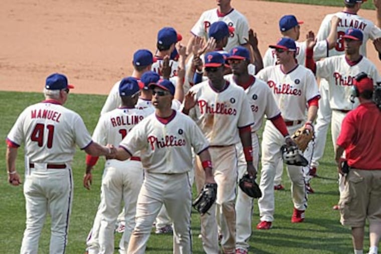 The Phillies scored 10 runs on 13 hits against the Reds on Thursday afternoon. (David M Warren/Staff Photographer)