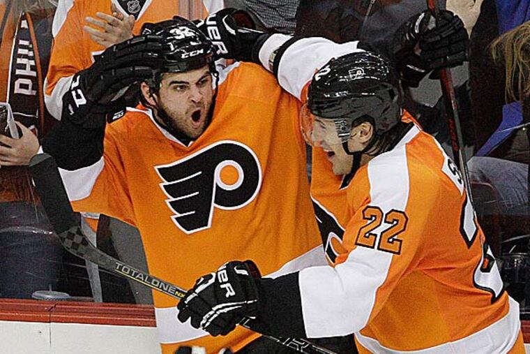 Tom Sestito shocked the heck out of his Flyers teammates, who gave him a good ribbing in the locker room after the game. (Steven M. Falk/Staff Photographer)