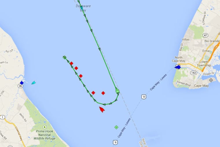 The Abou Karim III departed Wilmington, Del. en route to Jordan. About 1 a.m. the ship suddenly turned back toward Wilmington.