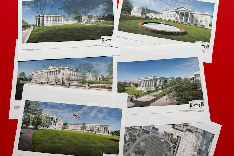 Artist renderings and diagrams of the new White House ballroom, briefly posted on the National Capital Planning Commission's website ahead of a March 5 hearing.