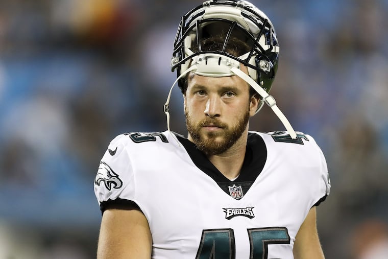 Eagles long snapper Rick Lovato against the Carolina Panthers last season.