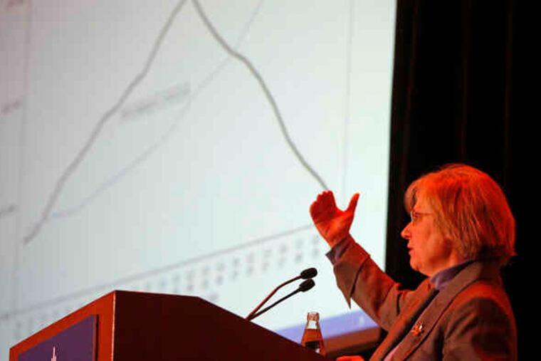 Abby Joseph Cohen, senior investment strategist at Goldman Sachs, delivers an address at the Park Hyatt at the Bellevue.