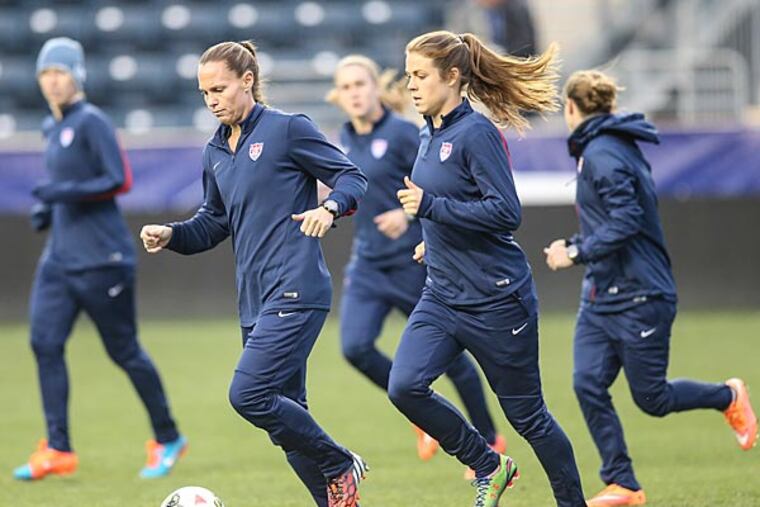 The U.S. women's soccer team practicing at PPL Park. (Steven M. Falk/Staff Photographer)