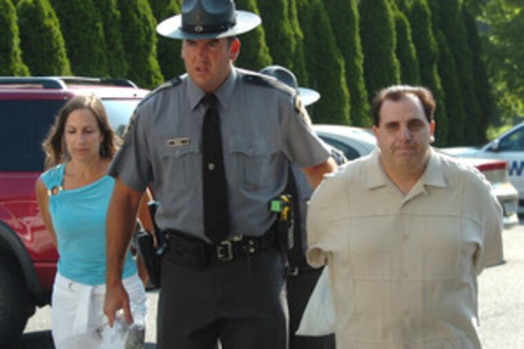 Nicholas Cimino and his girlfriend, Gayle Hudson, arrived for their arraignment yesterday in Media.