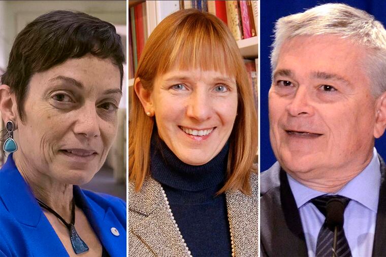 L to R: Dr. Julie Wollman of Widener University, Alison Byerly of Lafayette College; Eric Barron of Pennsylvania State University.