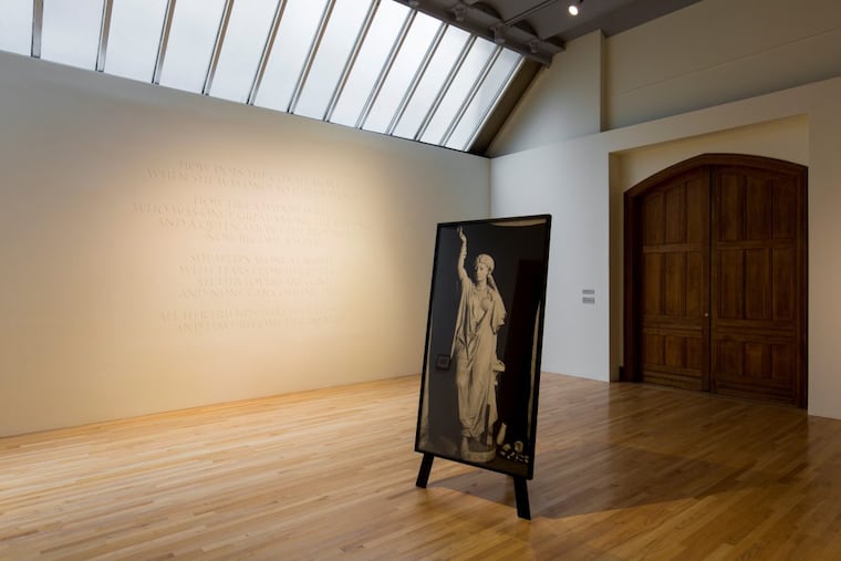 Part of Leah Modigliani’s installation “The City in Her Desolation,” at PAFA’s Morris Gallery.