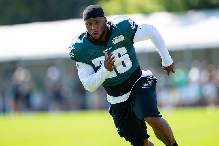 Eagles running back Saquon Barkley scored a couple of touchdown's during Friday's training camp session.