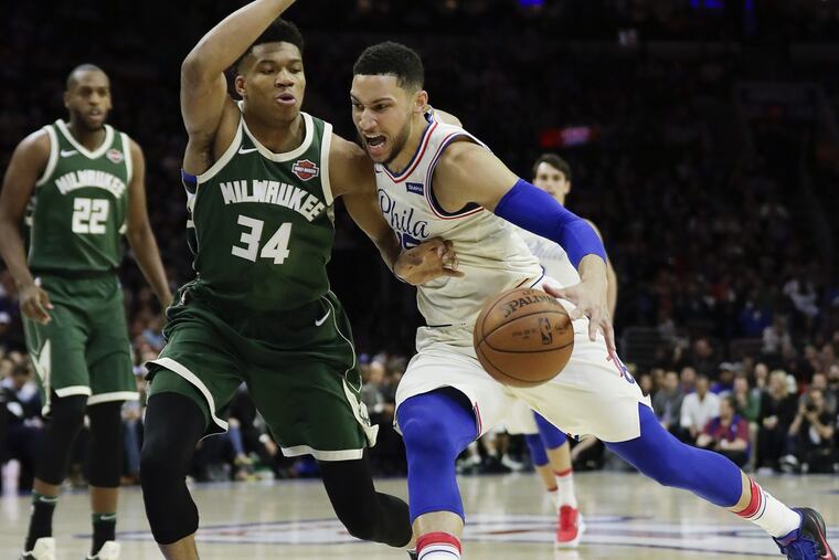 Milwaukee’s Giannis Antetokounmpo (34) figures to be the biggest obstacle for Ben Simmons and the Sixers to reach the NBA Finals for the first time in 19 years.