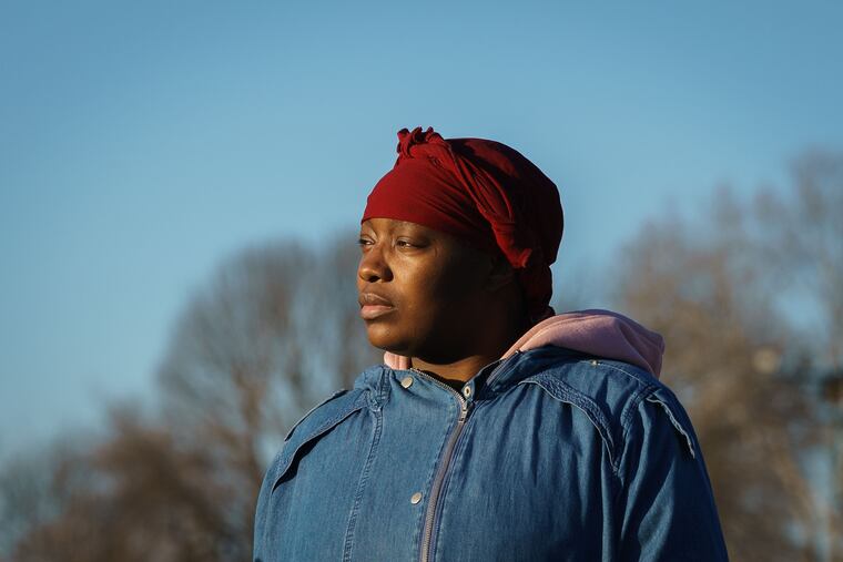 Raquel Scott, shown here in a park across the street from her home in Upper Darby, December 20, 2019. One day after being released from prison on a probation violation, December 20, 2019.