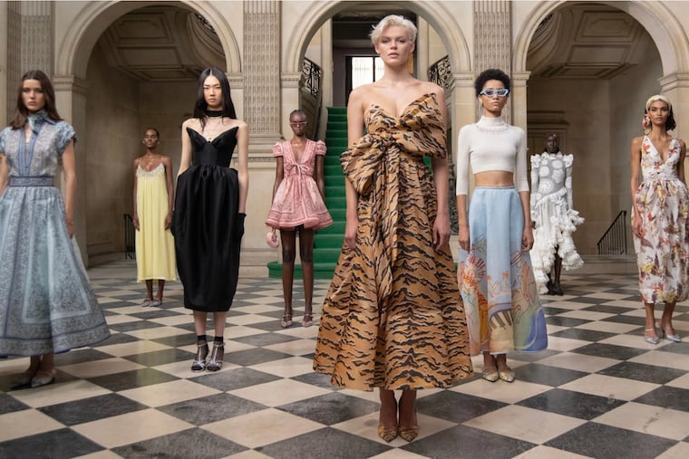 A shot from Zimmermann's Resort 2024 collection, photographed at Lynnewood Hall in Elkins Park.