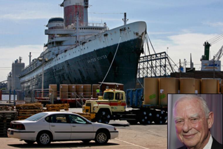 The vision of H.F. "Gerry" Lenfest (inset) includes the SS United States (pictured here) as the centerpiece of a grand gaming-retail-tourist destination in South Philadelphia. (File Photos / Staff)