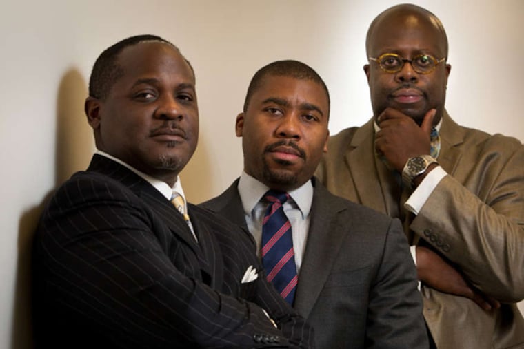 The Rev. Damone B. Jones Sr. (from left), Howard Brown and Chad Dion Lassiter counseled rapper Meek Mill while he was incarcerated.