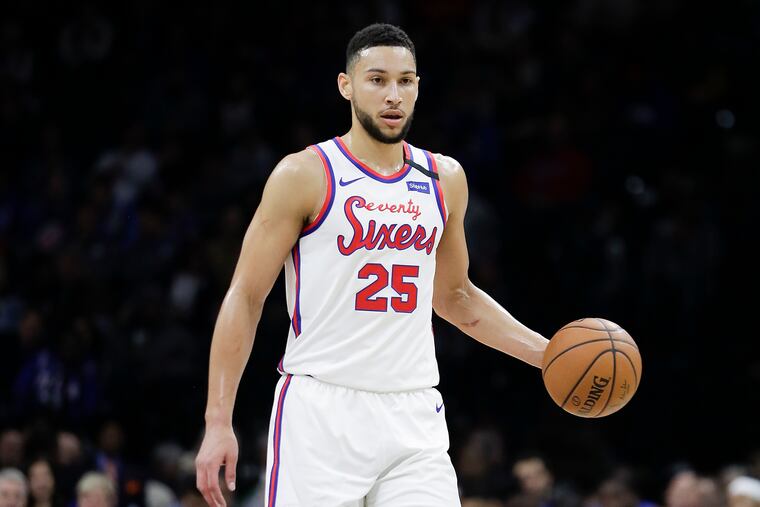 Sixers guard Ben Simmons dribbles the basketball against the Memphis Grizzlies on Friday.