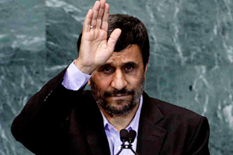 Iranian President Mahmoud Ahmadinejad addressing the 65th session of the U.N. Assembly in 2010. (Richard Drew / Associated Press)
