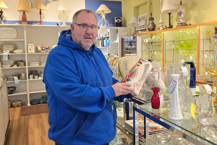 John Romani, the owner of Sales by Helen, shops for thrifted treasures on the Main Line to resell.