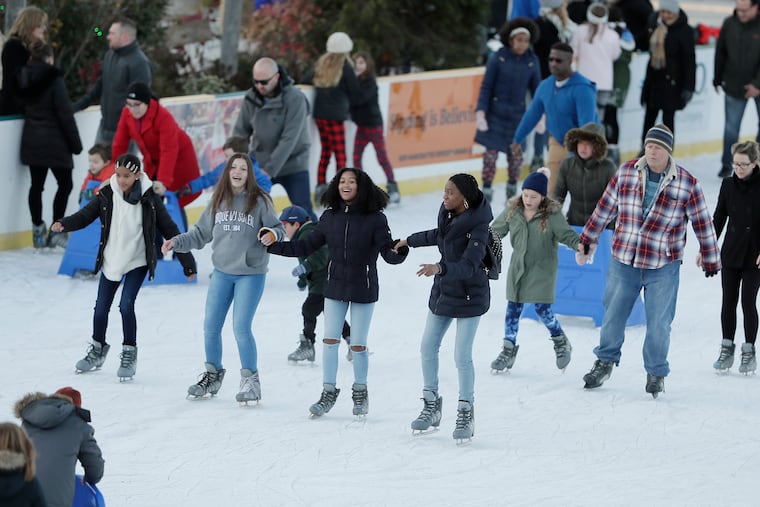 Ice skating is open at the Blue Cross River Rink at Penns Landing.