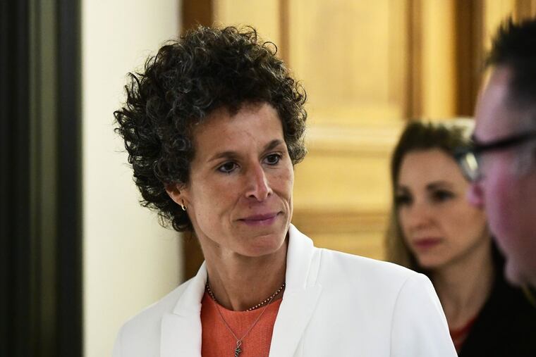 Andrea Constand walks while breaking for lunch during Bill Cosby's sexual assault trial at the Montgomery County Courthouse, Friday, April 13, 2018, in Norristown, Pa. Constand, Cosby's chief accuser, took the witness stand Friday. (AP Photo/Corey Perrine, Pool)