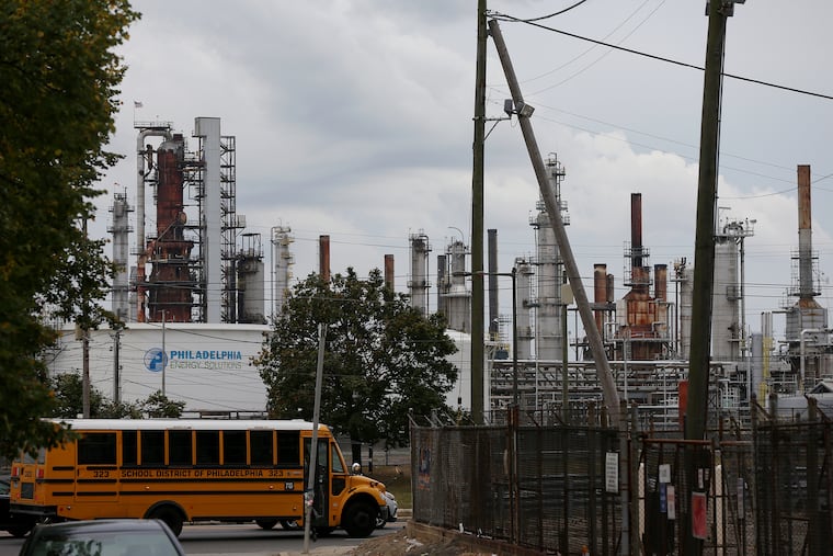 The Philadelphia Energy Solutions refinery is pictured in South Philadelphia on Wednesday, Oct. 16, 2019. A report by the U.S. Chemical Safety and Hazard Investigation Board found that a June explosion at the refinery released toxic hydrofluoric acid.