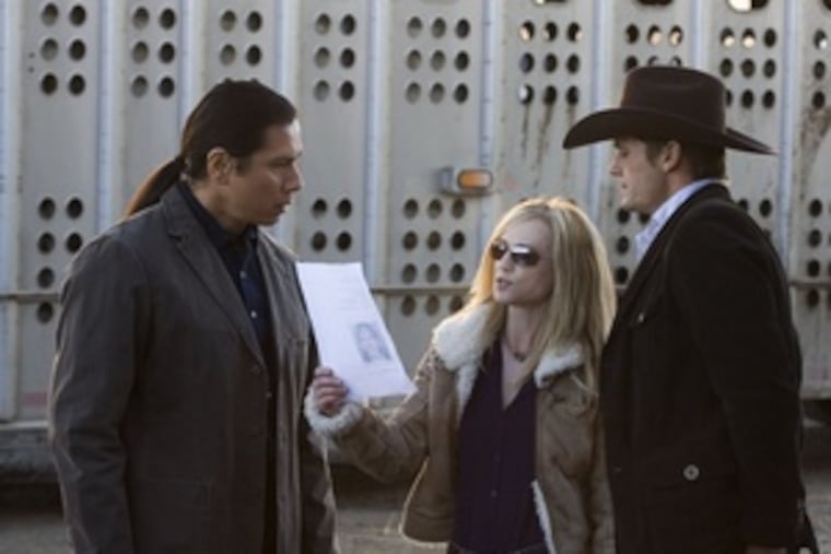 Gregory Cruz (left), Holly Hunter, Bailey Chase in "Saving Grace." The locale of the show was moved from L.A. to the Bible Belt "because it was hugely important to surround this woman with God-fearing people," says the creator.