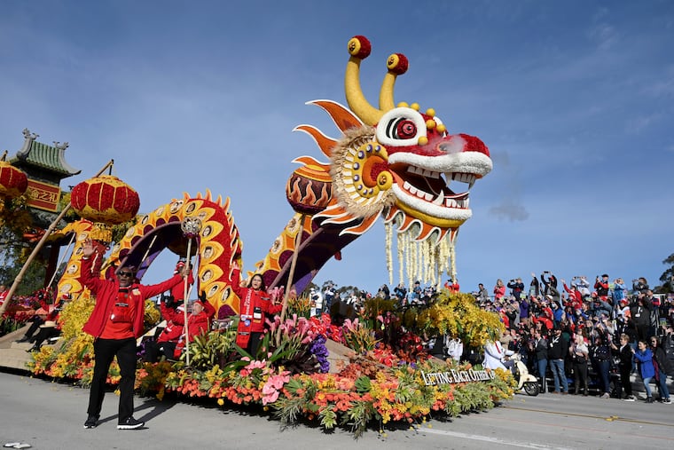 The Donate Life float, winner of the Sweepstakes Award, rolls down Colorado Boulevard at the 134th Rose Parade in Pasadena, Calif.
