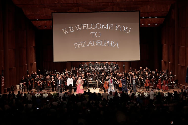 The audience stands for the cast following the world premiere of 'A Hundred Years On' at the Highmark Mann Center.