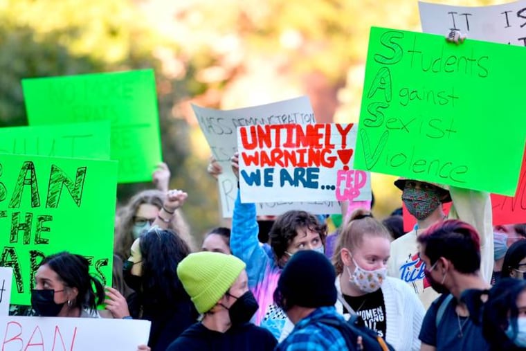 The organization Students Against Sexist Violence held a rally and march on Penn State’s campus on Oct. 1 to demand the university do more about sexual assaults.