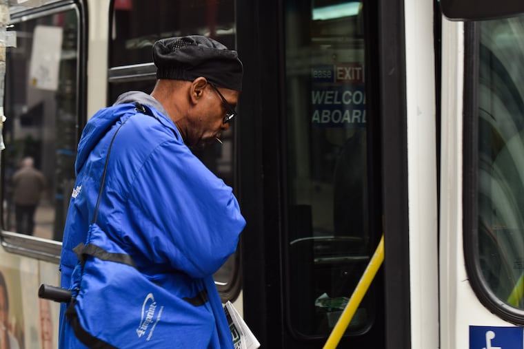 DeAlvin Releford boards SEPTA on Monday September 24.