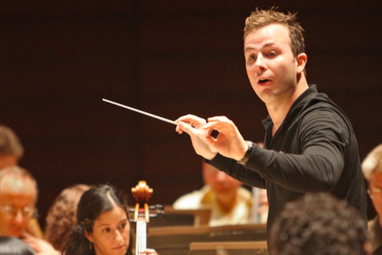 Conductor Yannick Nézet-Séguin rehearses with the Philadelphia Orchestra.