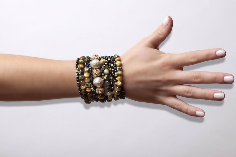 Kat Mittman Kobak’s beaded bracelets, $40 to $175, available at Knit Wit. The Susan G. Komen Foundation of Philadelphia will receive 10 percent of sales of each bracelet.