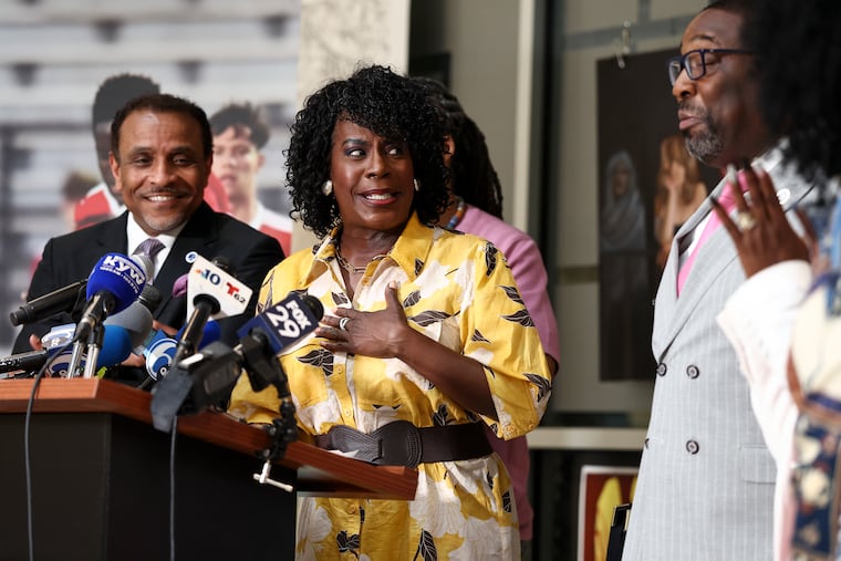 Mayor Cherelle L. Parker speaks during an announcement at the School District of Philadelphia Headquarters on Wednesday, June 10, 2026 in Philadelphia. Philadelphia School District officials will move to restore 340 classroom-based jobs that were slated to be cut, despite top district leaders saying last week that they did not have the recurring funding needed to keep the positions.