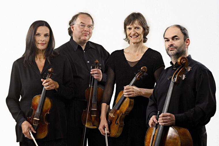 Formed in 1985, Quatuor Mosaïques is comprised of Austrians Erich Höbarth (violin), Andrea Bischof, (violin), Anita Mitterer (viola), and the French cellist Christophe Coin. Photo Credit: Wolfgang Krautzer