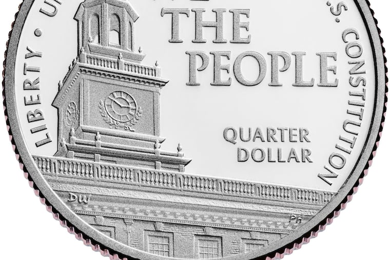 This new design for the quarter commemorates the U.S. Constitution and depicts Independence Hall in Philadelphia, where the Declaration of Independence and U.S. Constitution where signed.