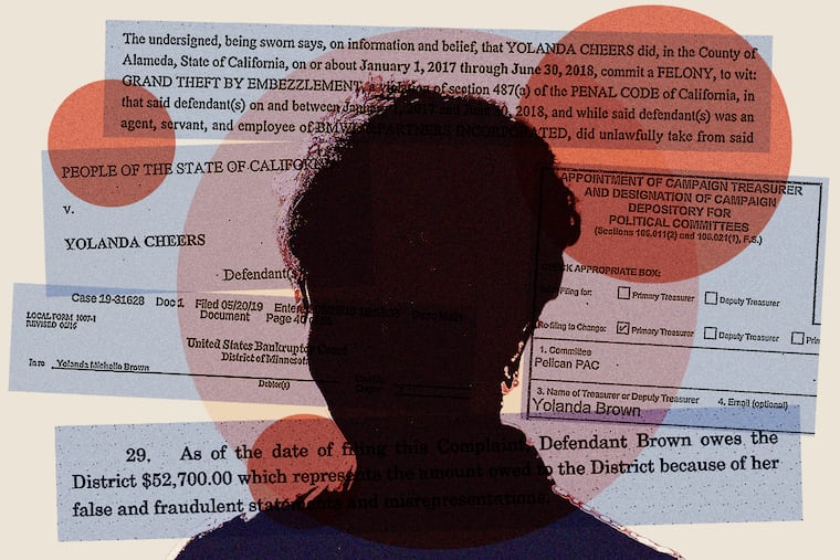 Yolanda Brown, a Florida-based finance manager and campaign consultant who works primarily with Democrats and social justice groups, has over the last decade faced criminal charges for embezzlement and other allegations of financial fraud in at least four states, including in Philadelphia.