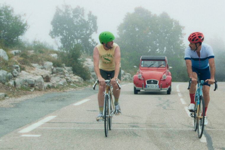 This image released by Cinetic Marketing shows a scene from the film "The Climb," starring Michael Covino and Kyle Marvin. (Cinetic Marketing via AP)