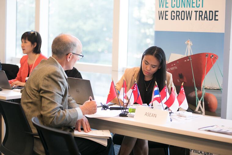 Trade representatives from around the world meet with Pennsylvania business owners to discuss new global business opportunities at the World Trade Center of Greater Philadelphia's Global Business Conference in June 2022 at Temple University.