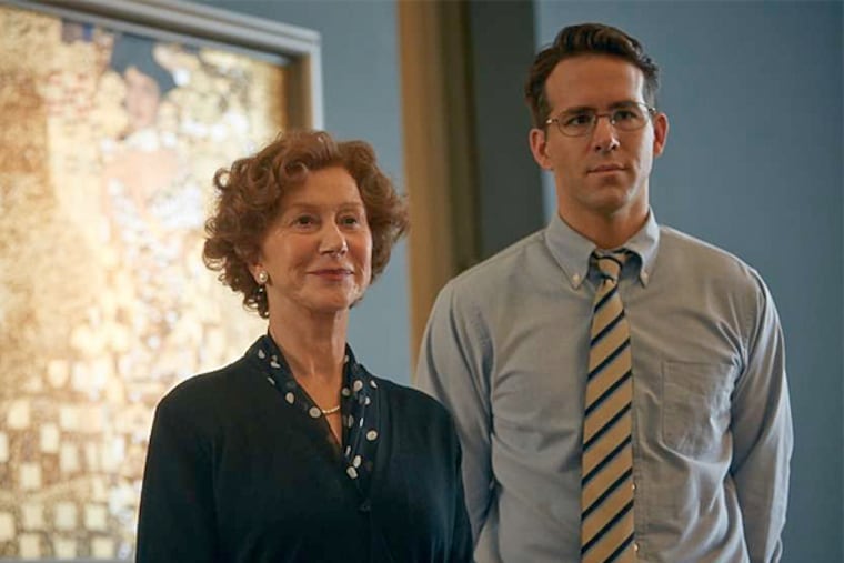 Helen Mirren and Ryan Reynolds in "Woman in Gold." Mirren stars in the film as Maria Altmann, a Holocaust survivor who battles the Austrian government, with the help of a lawyer played by Reynolds, to recover family artwork stolen by the Nazis. (Robert Viglasky / Weinstein Co.)