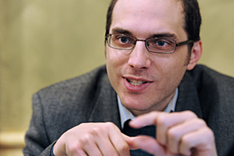 Nate Kleinman, 29, of Jenkintown, is regarded by some observers as the first significant political candidate to emerge from the Occupy Wall Street movement. (Sharon Gekoski-Kimmel / Staff Photographer)