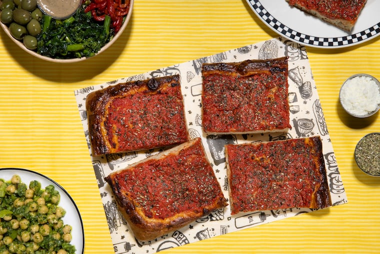 Tomato pie from Liberty Kitchen photographed at the Inquirer studio on Thursday, March 6, 2025 in Philadelphia. Food Styling by Emilie Fosnocht.
