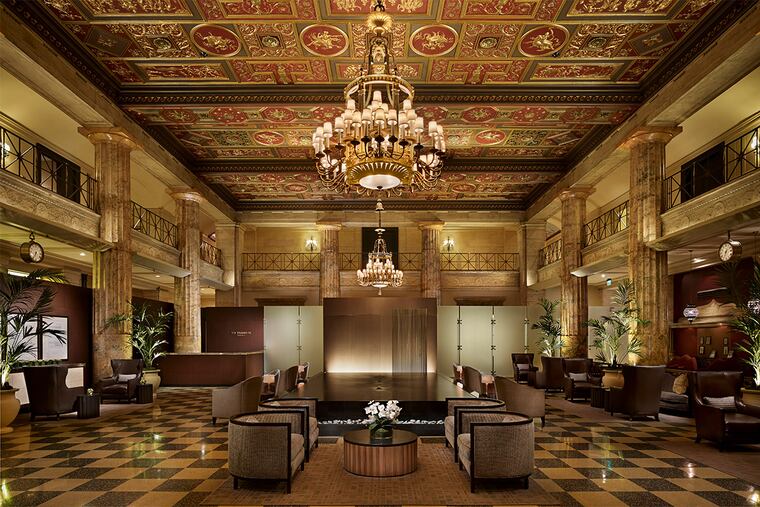 The lobby of the AKA Washington Square in Philadelphia.