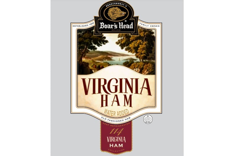 The product label for Boar's Head Virginia Ham meat, one of 71 products recalled as an investigation into a deadly listeria outbreak.