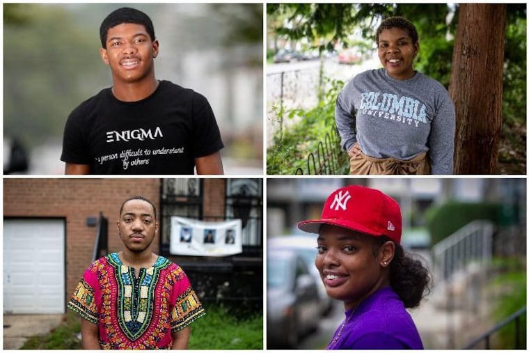 Philadelphia college students who couldn't return to their campuses because of the coronavirus are now grappling with the city's soaring gun violence. Pictured clockwise, from upper left, are Milaj Robinson, Darrien Johnson, Marayah Roher and Horace Ryans III.