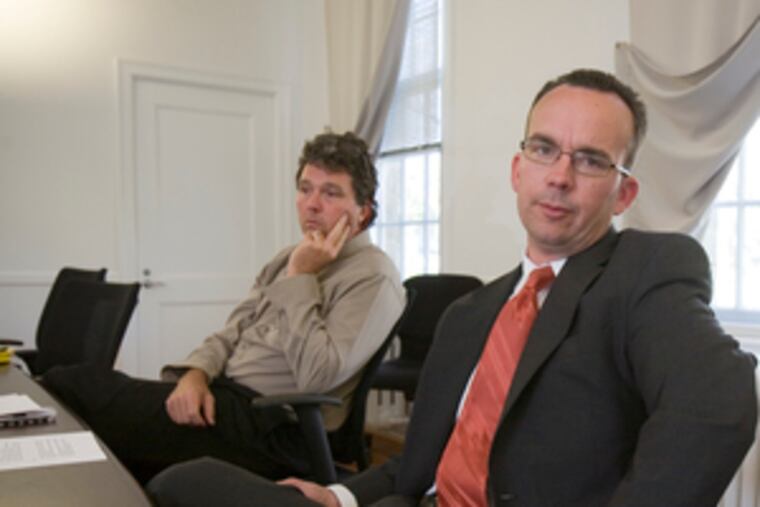 BPG Development Co. officials Robert Dwyer (left) and Stephen Spaeder. The company wants to develop a 60-acre parcel.