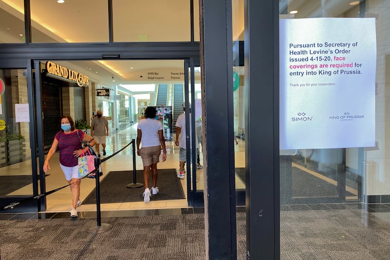 Pent-up demand from shoppers (like those seen here at the King of Prussia Mall) buoyed sales taxes.