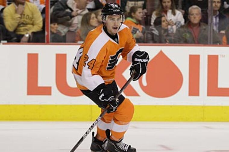 Flyers winger Matt Read was tied for the lead in goals among rookies with 13 entering Friday. (Matt Slocum/AP)