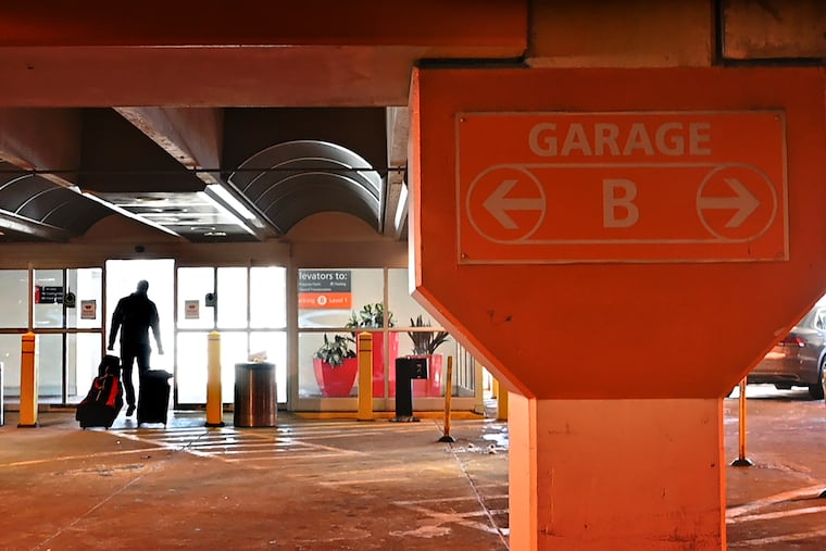 An entrance to the terminal from a Philadelphia Parking Authority garage at Philadelphia International Airport in January.