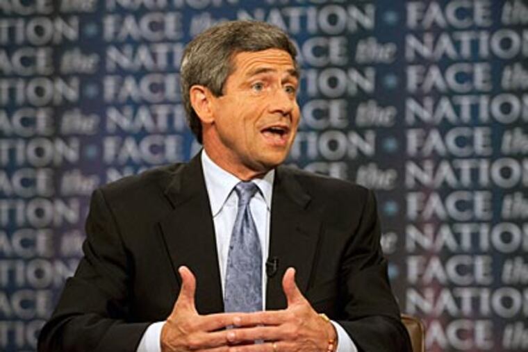 Rep. Joe Sestak, D-Pa., appears on CBS's "Face the Nation" in Washington on Sunday. (AP Photo/CBS Face the Nation, Chris Usher)