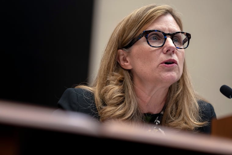 University of Pennsylvania president Liz Magill reads her opening statement during a hearing of the House Committee on Education on Capitol Hill, Tuesday, Dec. 5, 2023, in Washington.