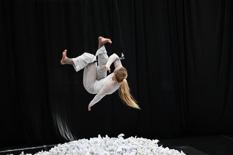 An image of one of several performances at the inaugural Philadelphia Contemporary Circus Festival, which runs through June 1, 2025.