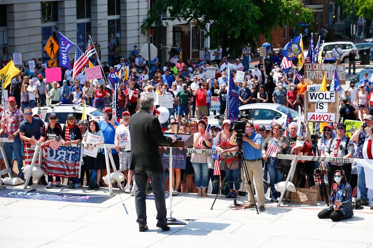 Rep. Russ Diamond (seen here at a Capitol demonstration on May 15, 2020) has been one of the loudest opponents of a Wolf administration order requiring most people to wear a mask while in public.